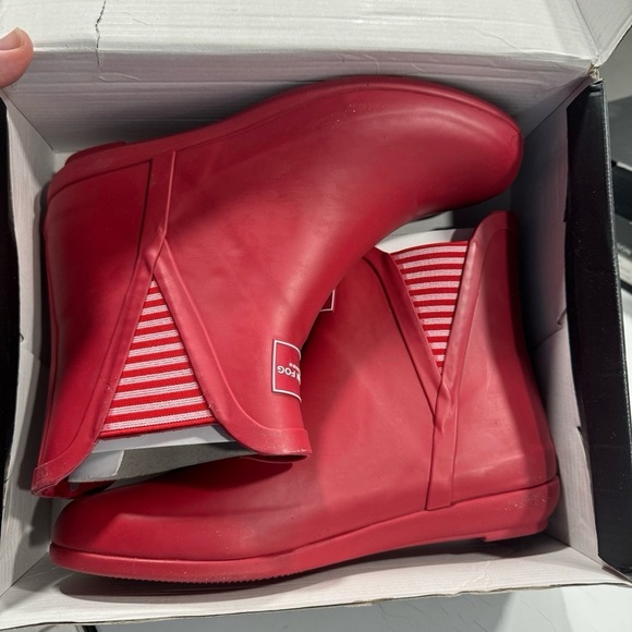 London Fog Ankle Height Rain Boots with Striped Detail - Picture 7 of 10